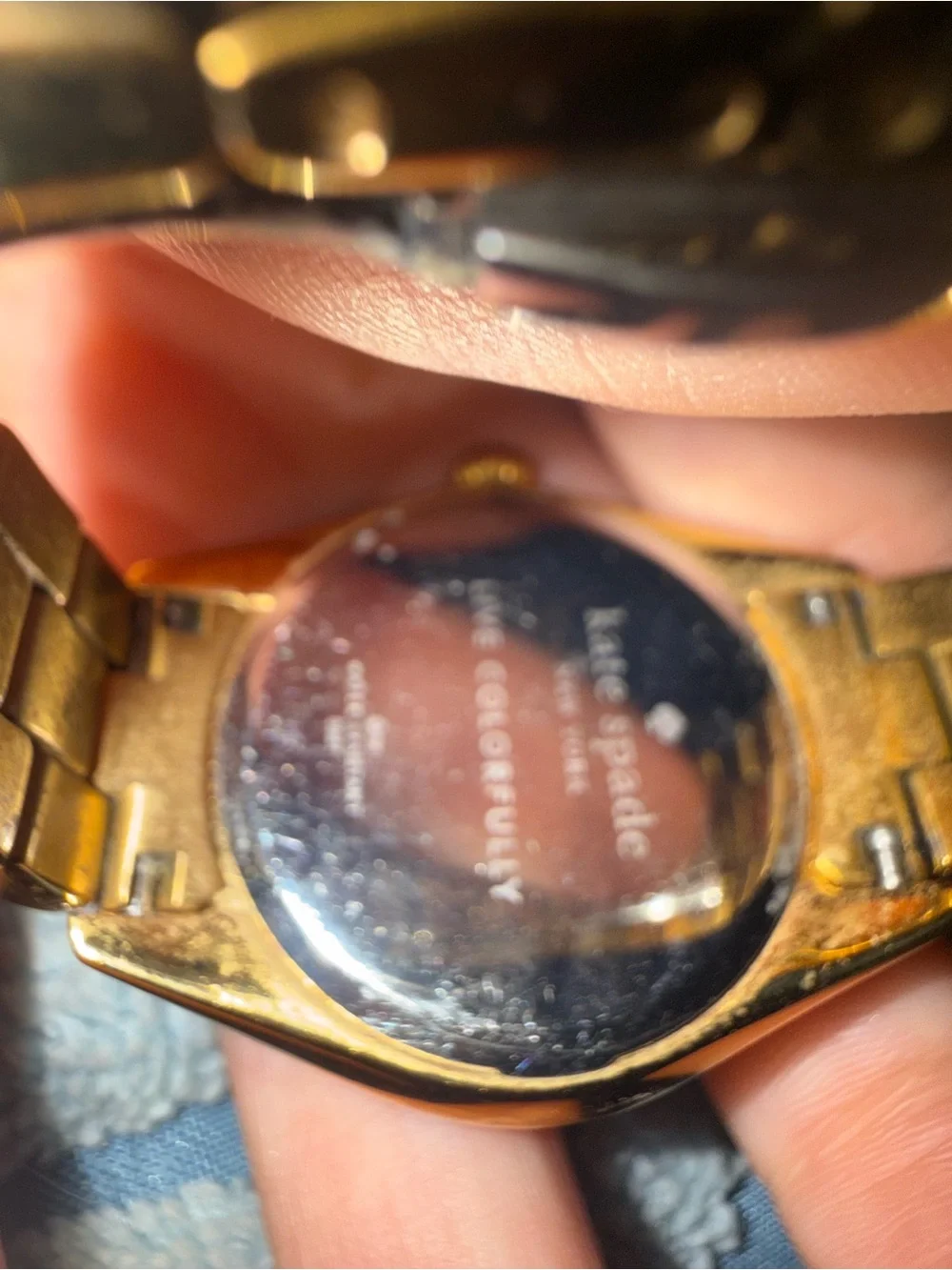 kate spade Gold-Tone Bracelet Watch with Mother-of-Pearl Dial and Red Accent
